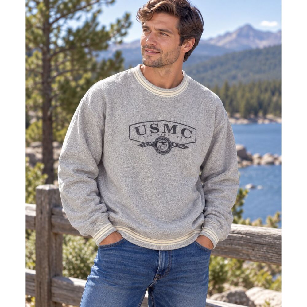 Vintage USMC Marine Corps Gear For Sports Mens Size XL Gray Sweatshirt Pride